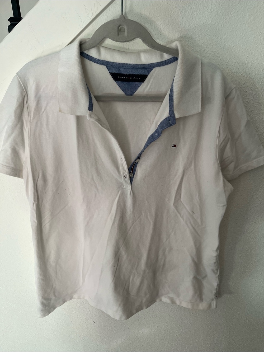 Tommy Hilfiger White Polo with Blue Trim